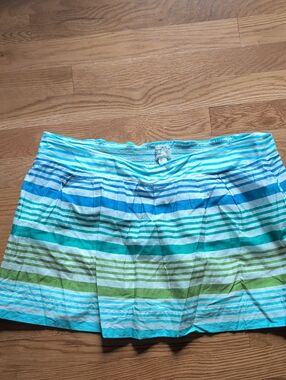 American Eagle Outfitters Striped Blue Green Mini Skirt